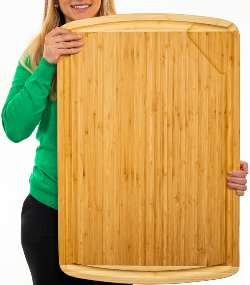 Massive Bamboo Cutting Board with Juicer Groove 30x20 Inches