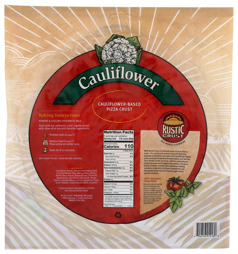 Rustic Crust Cauliflower Pizza Crust Case - 8 Packs of 9 oz