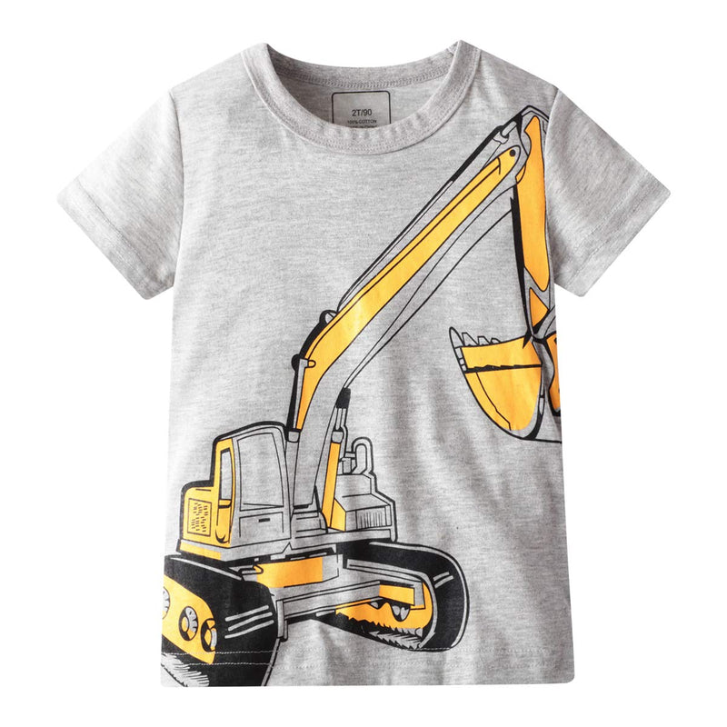 TABNIX Boys 4 Pack Excavator Short Crewneck T-Shirts Top Tee Size 2 to 7 Years