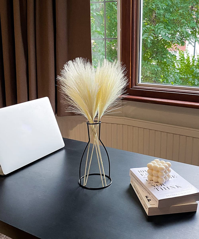 Artificial Pampas Grass With Vase 5 Faux Branches for Dried Florals