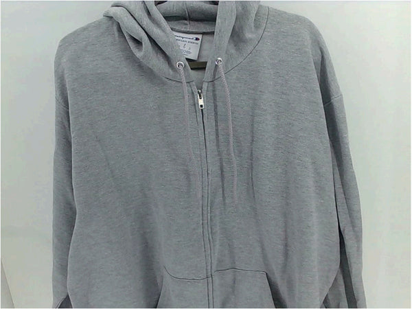 Champion Mens Sweatershirt Loose Fit Zipper Fleece Color Light Grey Size Large