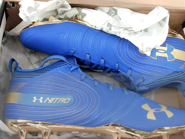 Under Armour Team Nitro Mid Wide Mc Color Blue & Gold Size 15 Us Pair of Shoes