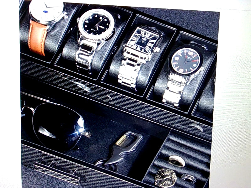 Kamier Carbon Fiber Watch Box Organizer with 6 Slots