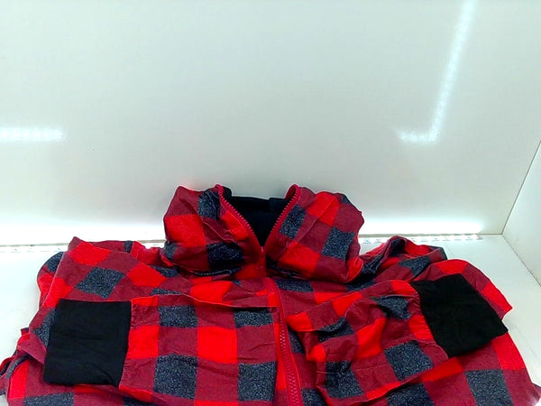 XL Red and Black Plaid Hooded Pajama One Piece