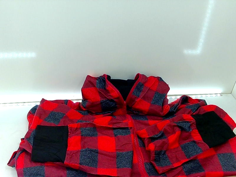 Red Checkered Hooded One Piece Pajama - XL