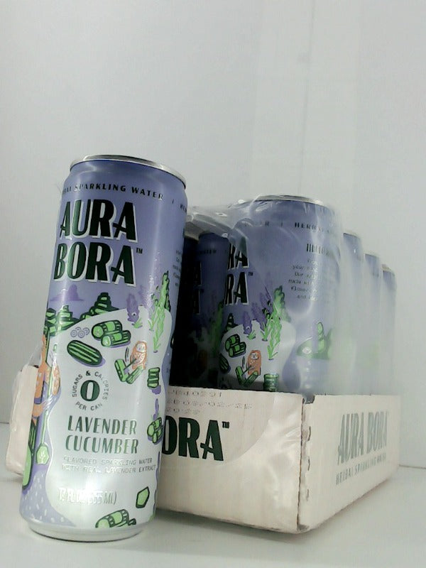 Cozy Farm Aura Bora Herbal Sparkling Water Lavender Cucumber 12 Oz 12 Pack