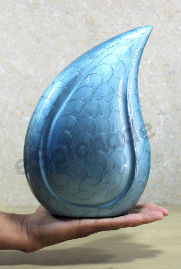 Splanade Teardrop Blue Cremation Urn Memorial Container