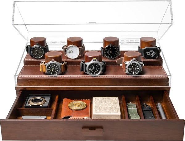 Collector Pro Premium Wooden Watch Display Case for 7 Watches Perfect