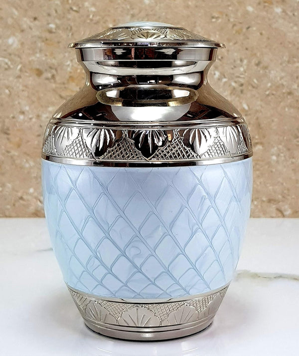 Esplanade Metal Cremation Urn Memorial Jar Pot Container Blue 6 Inches