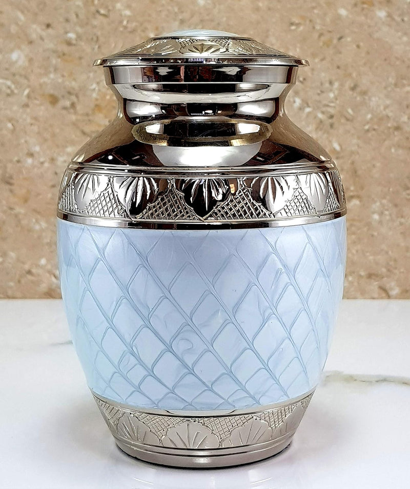 Esplanade Metal Cremation Urn Memorial Jar Pot Container Blue 6 Inches