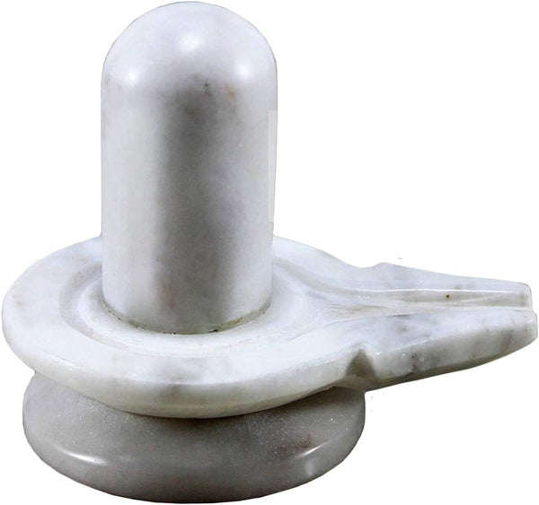 Stonkraft Marble Shiva Lingam Shiv Ling Idol Murti Statue Adiyogi White Lingam
