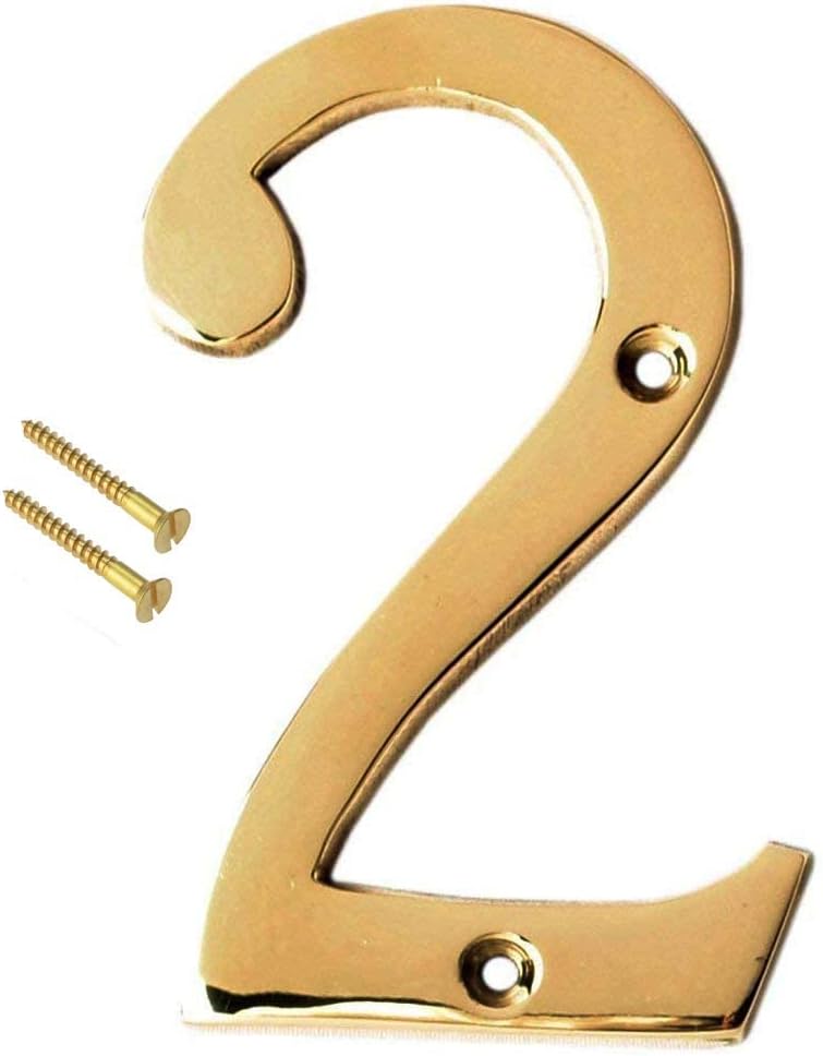 ESplanade 4" Brass House Hotel Door Number Plaque, Number Plaques & Signs