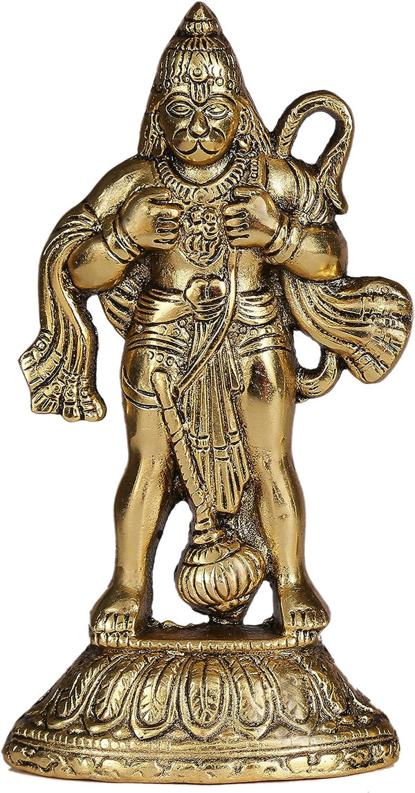 Charmy Crafts Metal Handmade Hanuman Statue Idol Murti for Home Gold