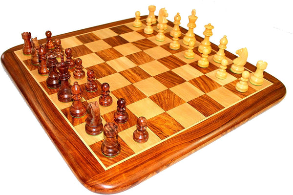 StonKraft 21" X 21″ Collectible Acacia Wood Chess Game Board Set Pieces