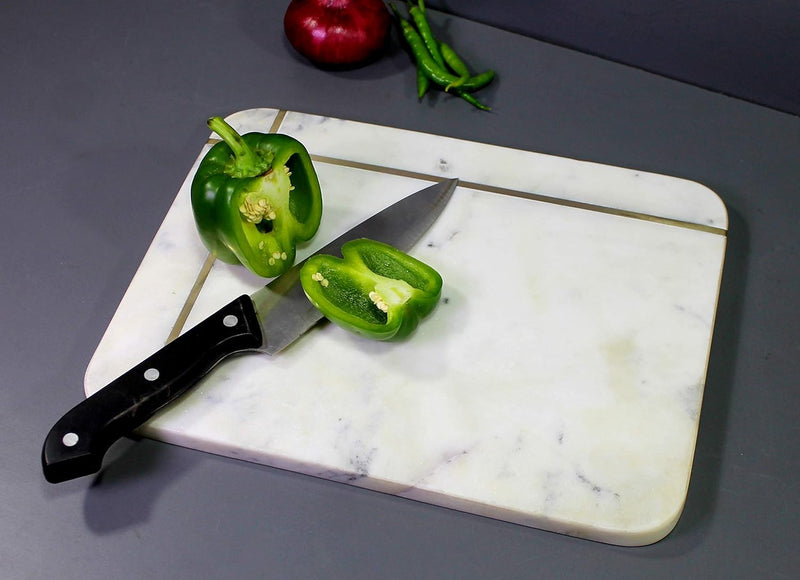 Kleo Marble Chopping Board Cutting Board Cheese 9"X 12" Brass Lining