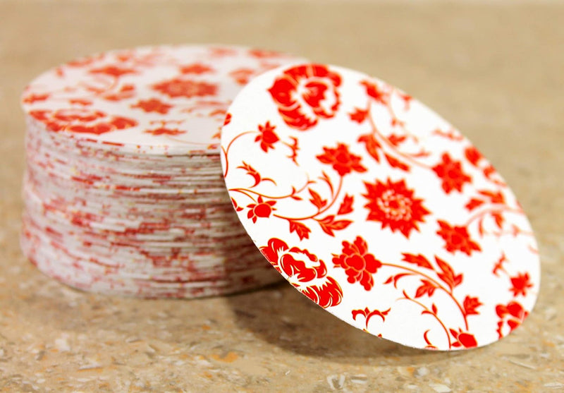 Esplanade Disposable Printed Paper Coasters Set of 100 Red Color