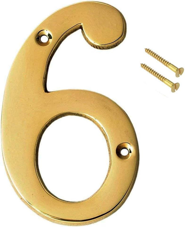 ESplanade 4" Brass House Hotel Door Number Plaque Numeric Plaques & Signs