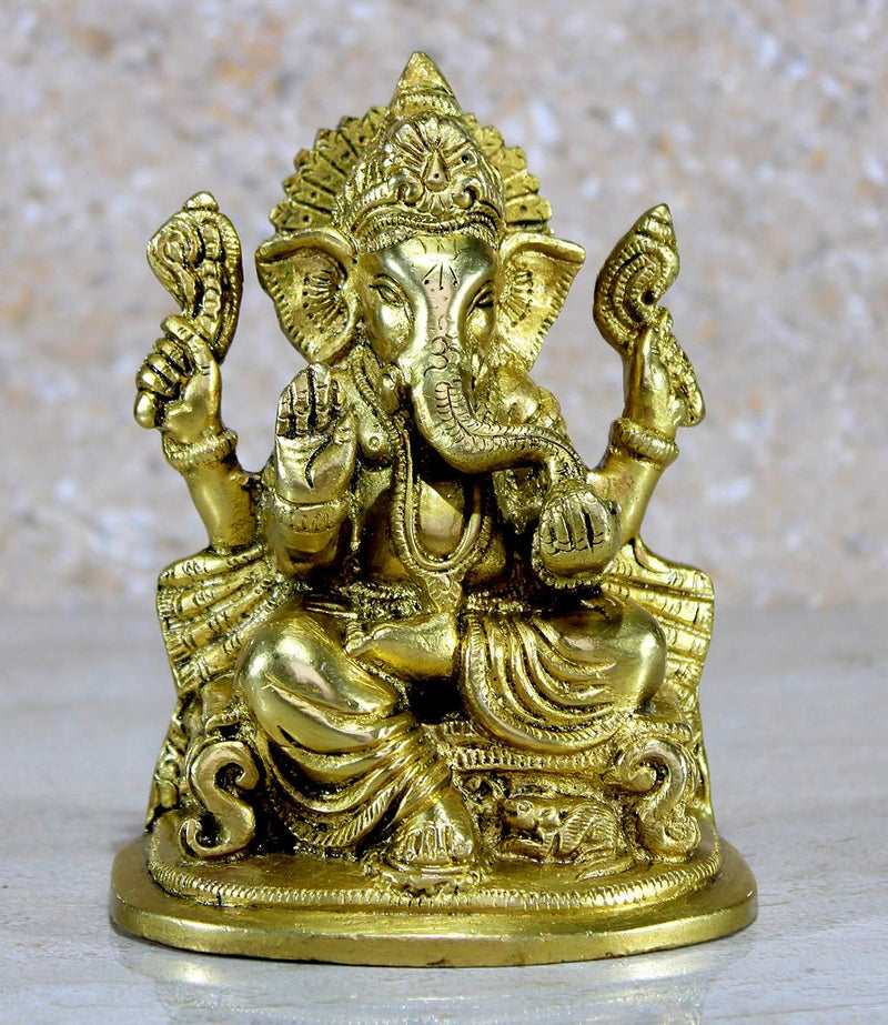 ESPLANADE 5" Ganesha Brass Showpiece Home Decor Ganesh Ganesha Statues & Figures