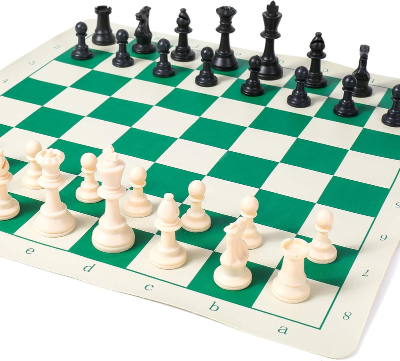 StonKraft 17'' x 17'' Tournament Chess Vinyl with Extra Queen Green