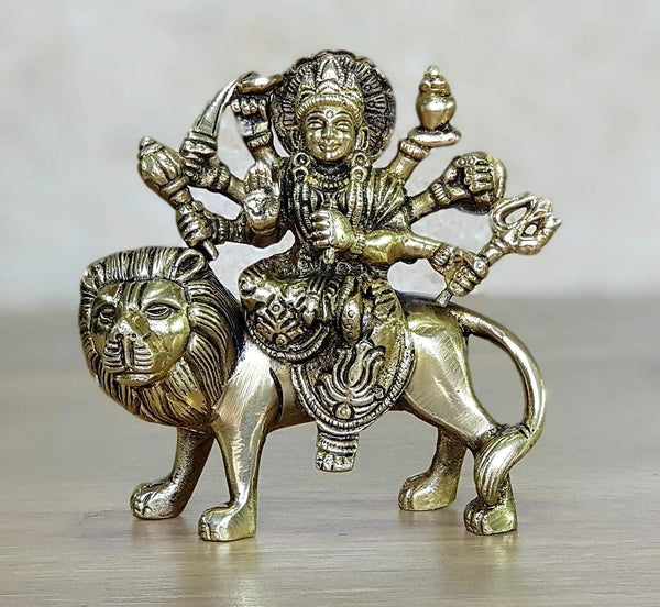 Esplanade Brass Maa Durg Statue murti for Home Mandir and Home Decor,4.6 Inches