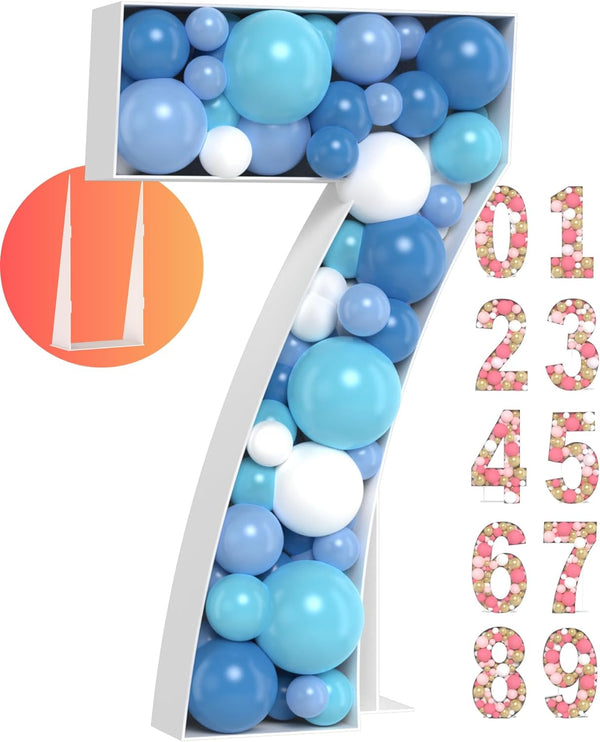 Super Easy Assembly 3ft Large Marquee Numbers - Number 7 Giant Numbers - Mosaic Numbers For Balloons - Ideal Number Marquee For 7th Birthday Decorations - 7 3ft Color 7 Size