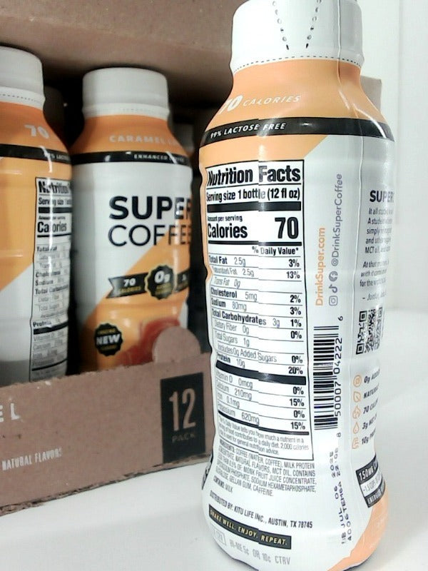 Super Coffee Caramel Latte Drink Pack 12oz Pack of 12