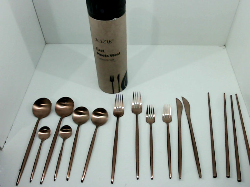 Matte Copper Utensil Set with Reusable Chopsticks, 14-Piece