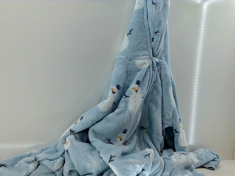 Big Softy Light Blue Snowman Fleece One Piece for Kids