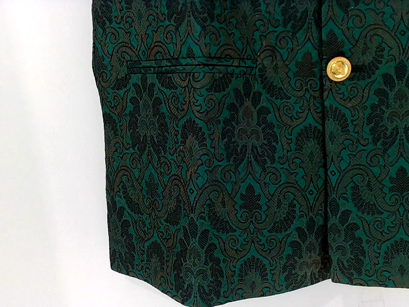 Men's Green Brocade Nehru Collar Waistcoat Size 38