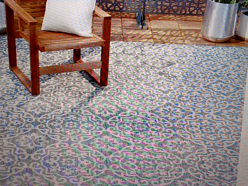 Nicole Miller Blue and Grey Area Rug 6'6''x9'2''