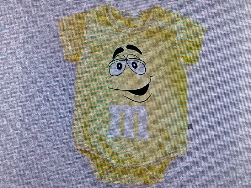 Yellow Baby Boy Bodysuit with M Cartoon - Small