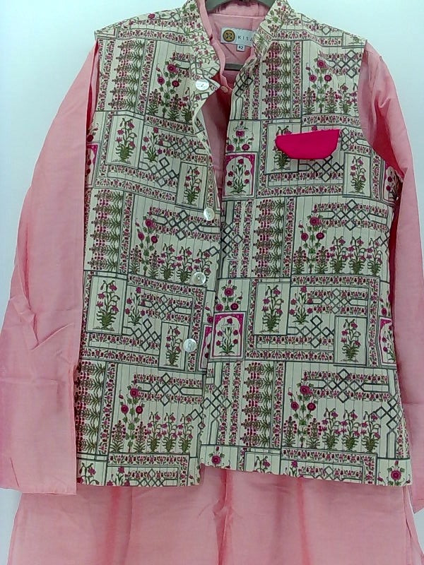 Men's Light Peach Kurta Pajama Set - Size 40