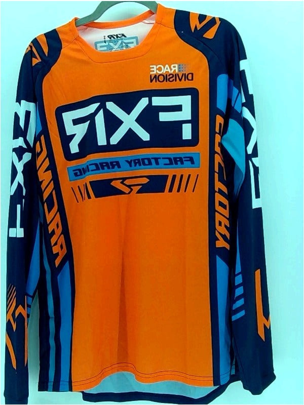 FXR Clutch Pro MX Jersey Orange/Navy Moisture Wicking Drop-Tail Hem Breathable - Small Small Orange/Navy Color MultiColor Size small