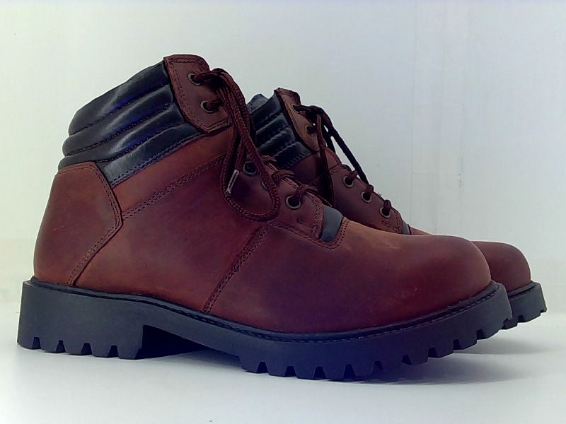 Men's Brown Leather Lace-Up Work Boots - Size 10.5