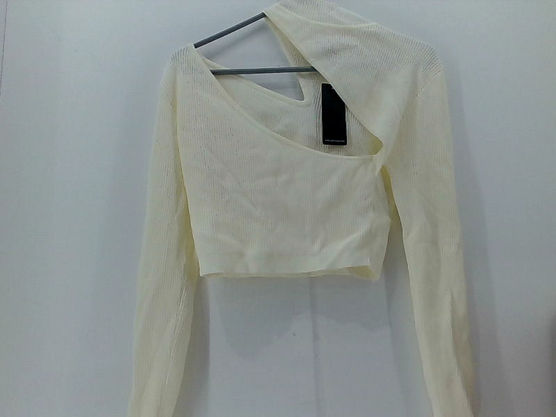 Women's Ivory Asymmetrical Long Sleeve Top - Medium