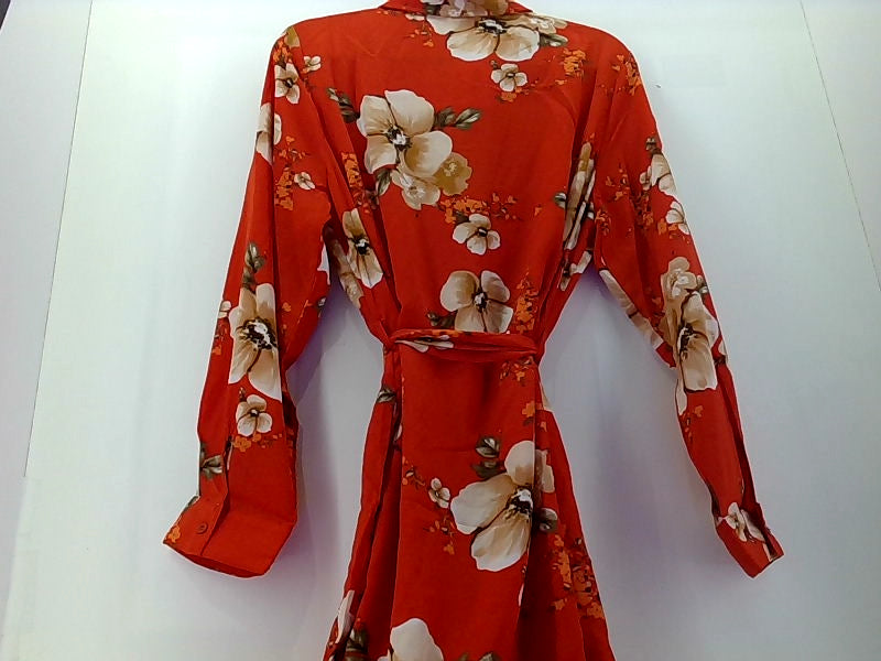 Floral Red Long Sleeve Loose Fit Maxi Dress XLarge