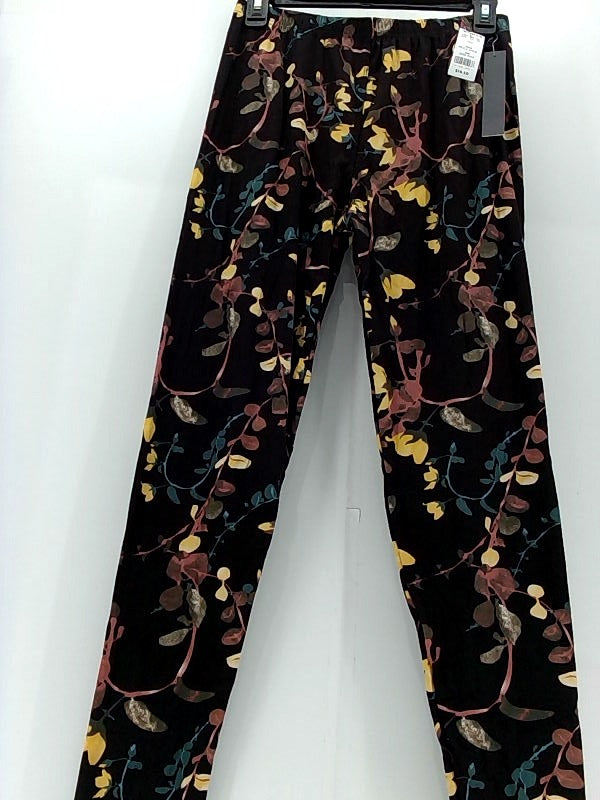 Floral Print Black Women's One Size Leggings