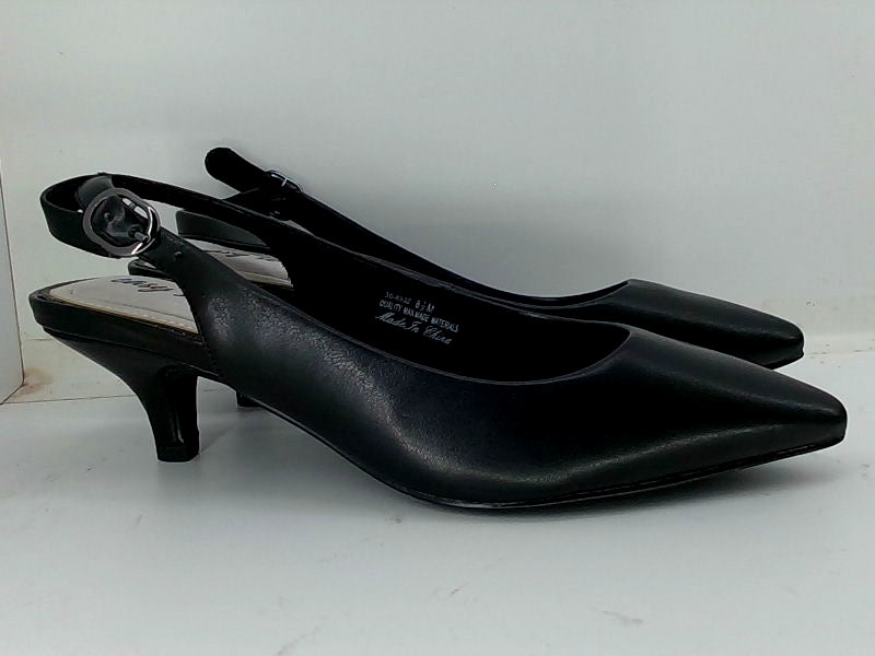 Easy Street Women's Black Slingback Open Toe Heels Size 8.5