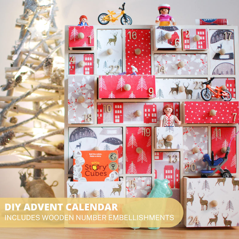 Reusable Wooden Advent Calendar with Drawers 24 Day Countdown