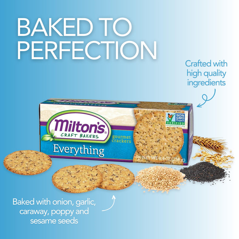 Milton's Everything Bagel Inspired Gourmet Crackers 8.4 Oz