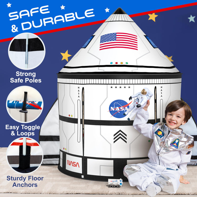 Kids Space Shuttle Explorer Play Tent with LED Lights & Toys