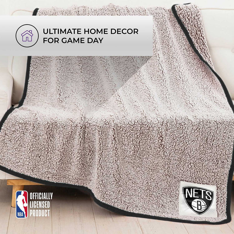 Brooklyn Nets NBA Sherpa Throw Blanket - 60" x 50" Black