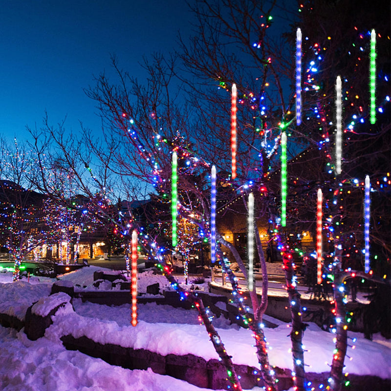 12-Inch Multicolor Meteor Shower LED Icicle Lights Outdoor