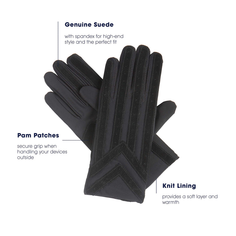 Men's Black Spandex Stretch Gloves with Knit Lining, Size M/L