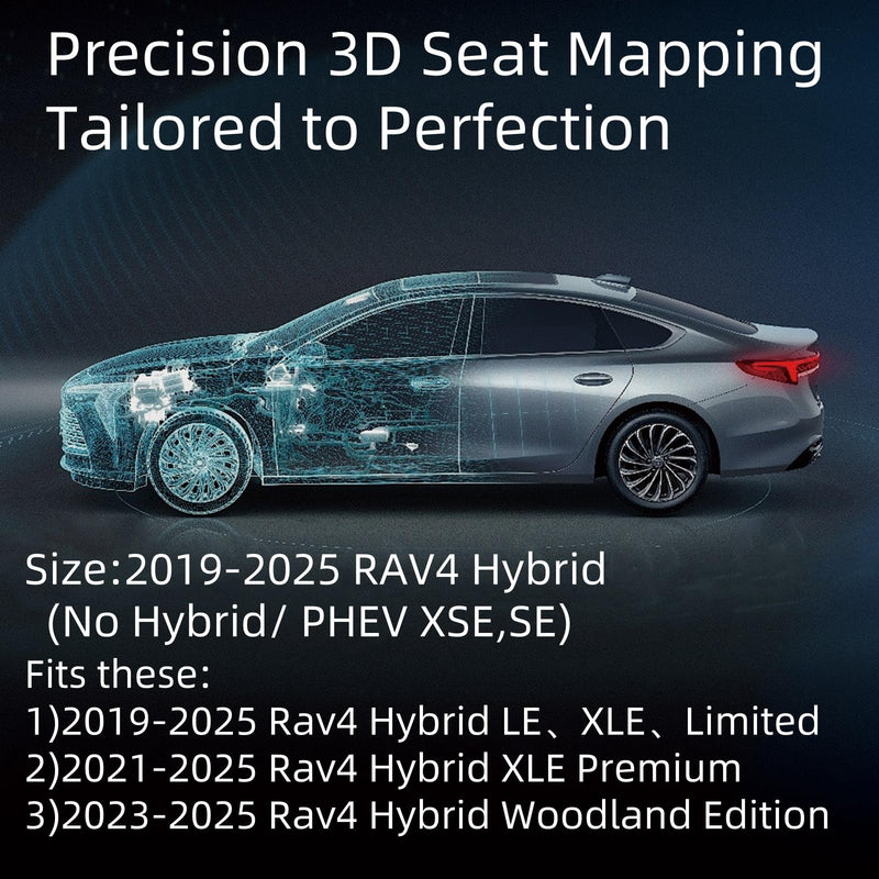 Custom Fit Seat Covers for Toyota Rav4 Hybrid 2019-2025, Black/Gray