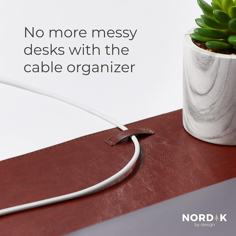 Nordik Leather Desk Mat Cable Organizer Brown 35 X 17 inch Mouse Mat