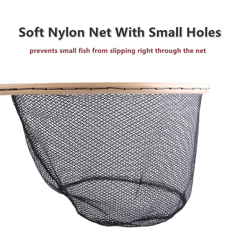 Tear Drop Fly Fishing Landing Net Wooden Frame Trout Bass Catch And Release Net Waterproof Nylon Mesh