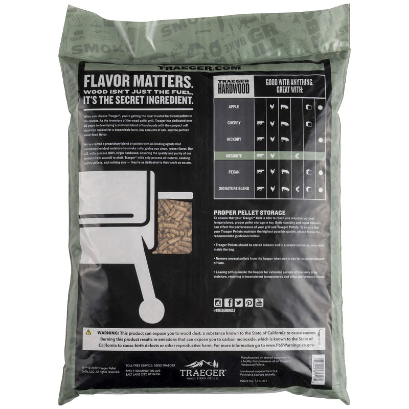 Traeger Mesquite Wood Pellets for Smokers & Grills - 20 lb Bag