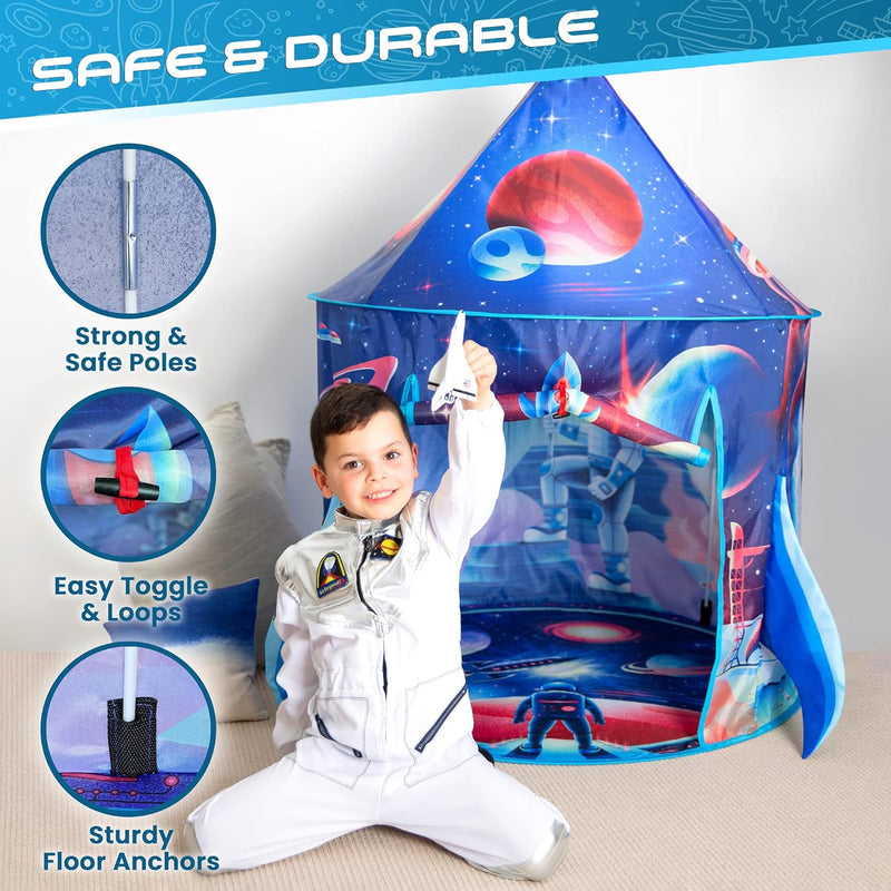 Kids Rocket Ship Indoor Play Tent with Blast Off Button, 40' x 51' for Kids