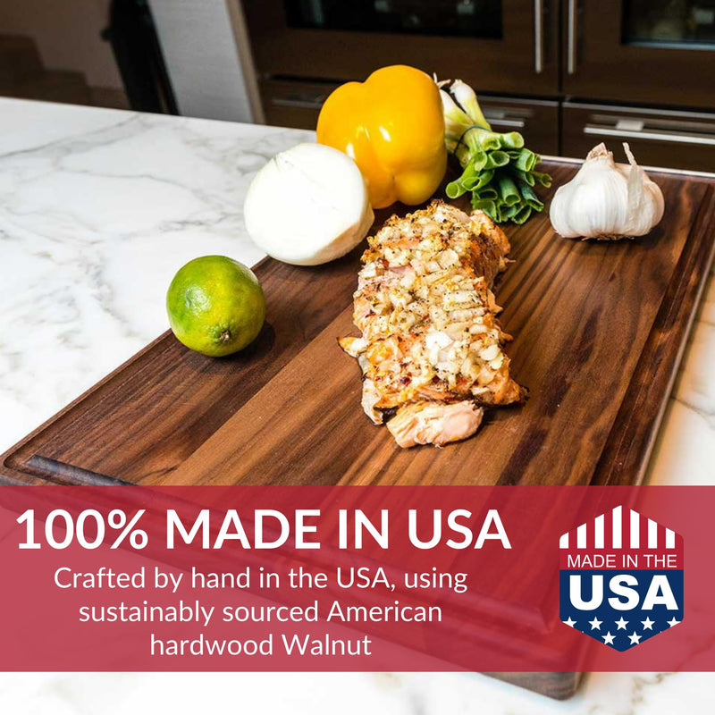 Walnut Wood Cutting Board with Juice Groove - 17"x11"